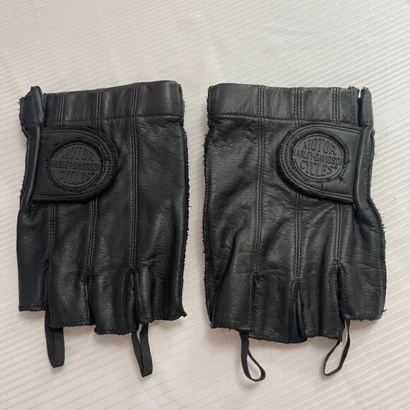 Harley Davidson Men’s Black Fingerless Leather Gloves Size XL - Picture 1 of 5